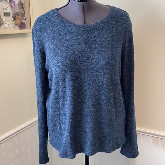 RD STYLE Tanja Scoop Neck Open Back Sweater Heather Blue L EUC - Picture 1 of 7